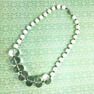 Vintage White and Clear Lucite Chunky Necklace